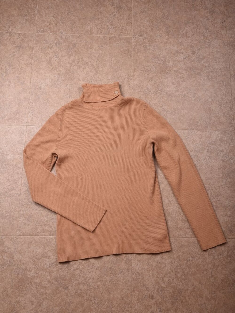 Lauren Ralph Lauren Camel Tan Ribbed 100% Cotton Turtleneck Sweater - Size Large - Picture 6 of 10